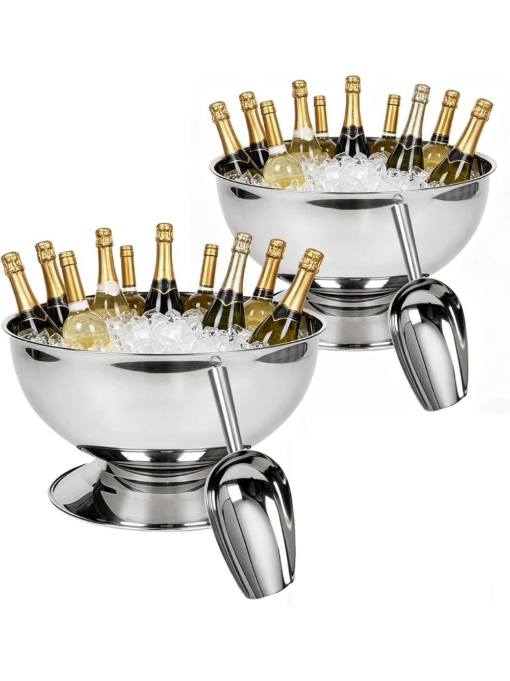 2PCS Large Silver Champagne Bucket Stainless steel Ice Buckets for Parties